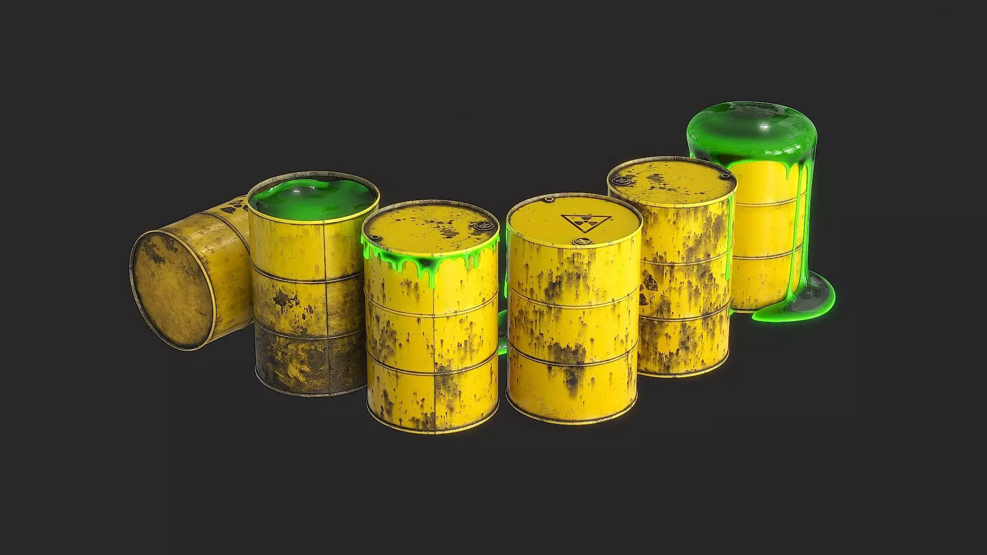Toxic Waste Barrels Low-poly 3D model_16