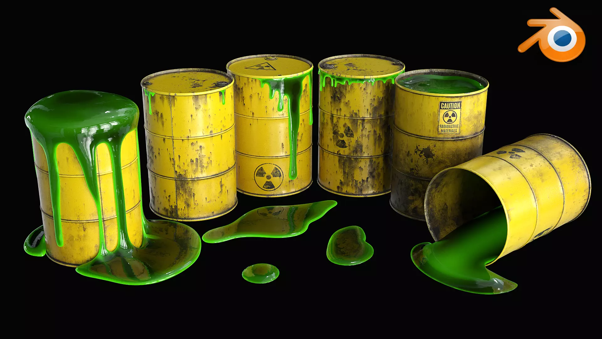 Toxic Waste Barrels Low-poly 3D model_9