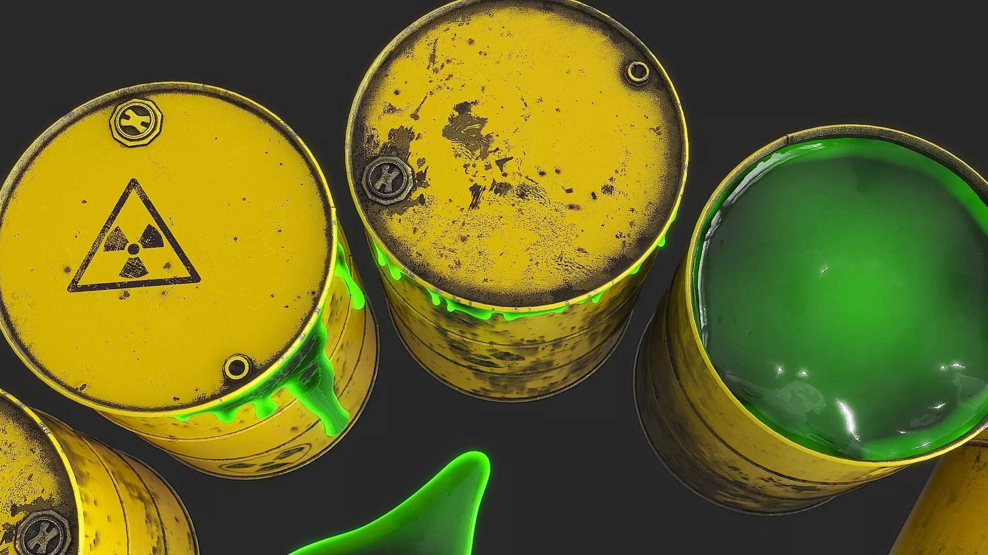 Toxic Waste Barrels Low-poly 3D model_5