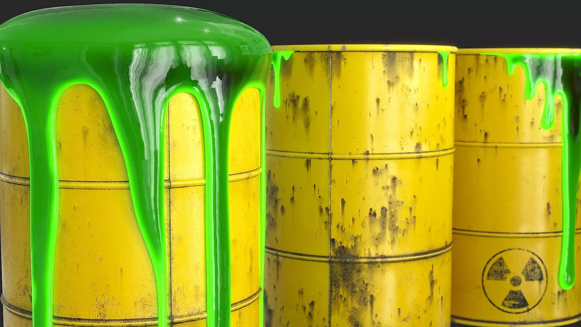 Toxic Waste Barrels Low-poly 3D model_2