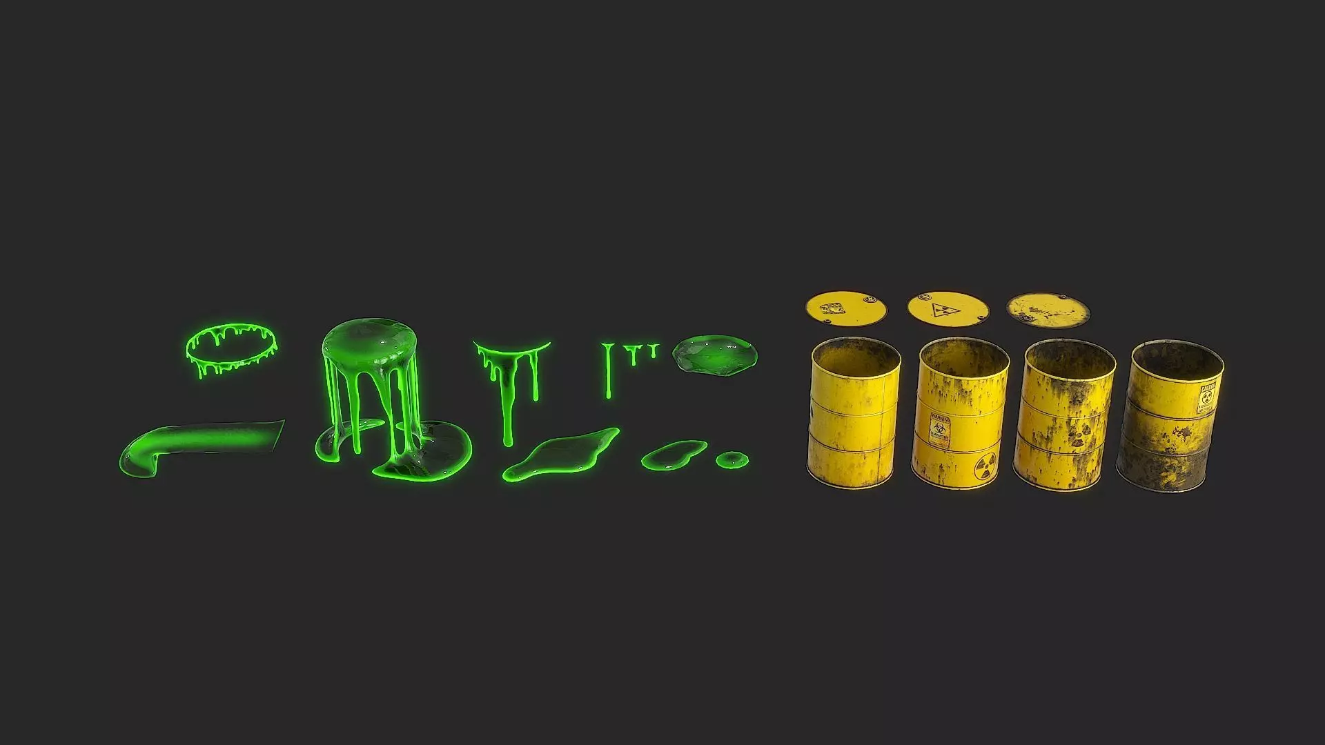 Toxic Waste Barrels Low-poly 3D model_8