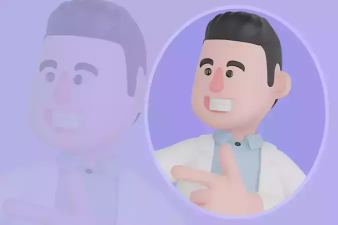 Stylized 3D Male Doctor Pointing Both Directions