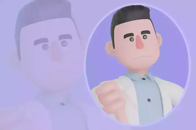 Stylized 3D Male Doctor Character Giving Thumbs Down