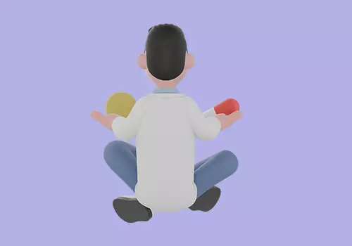 Stylized 3D Male Doctor Meditating with Pills 3D model_4
