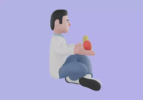 Stylized 3D Male Doctor Meditating with Pills 3D model_5