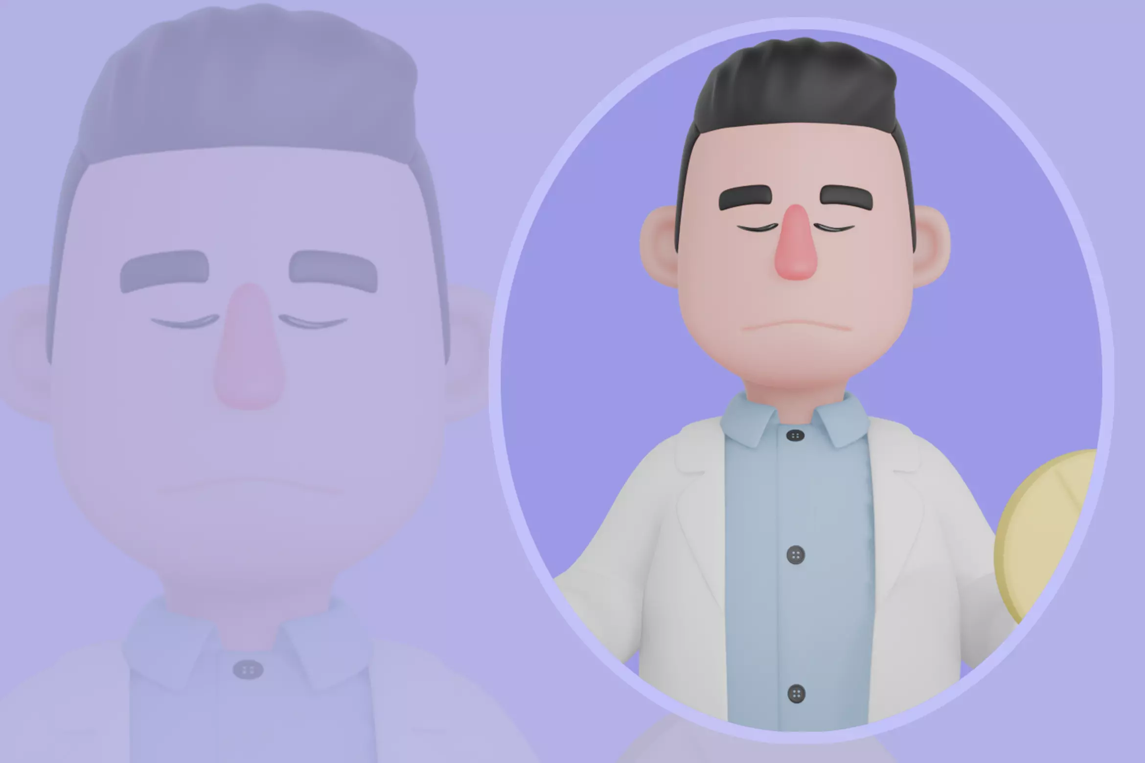 Stylized 3D Male Doctor Meditating with Pills 3D model_0