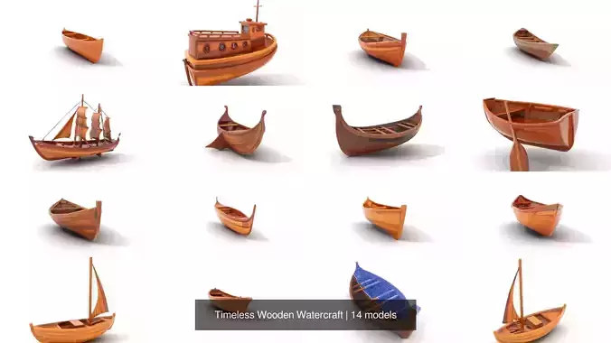 Timeless Wooden Watercraft 3D Model Collection