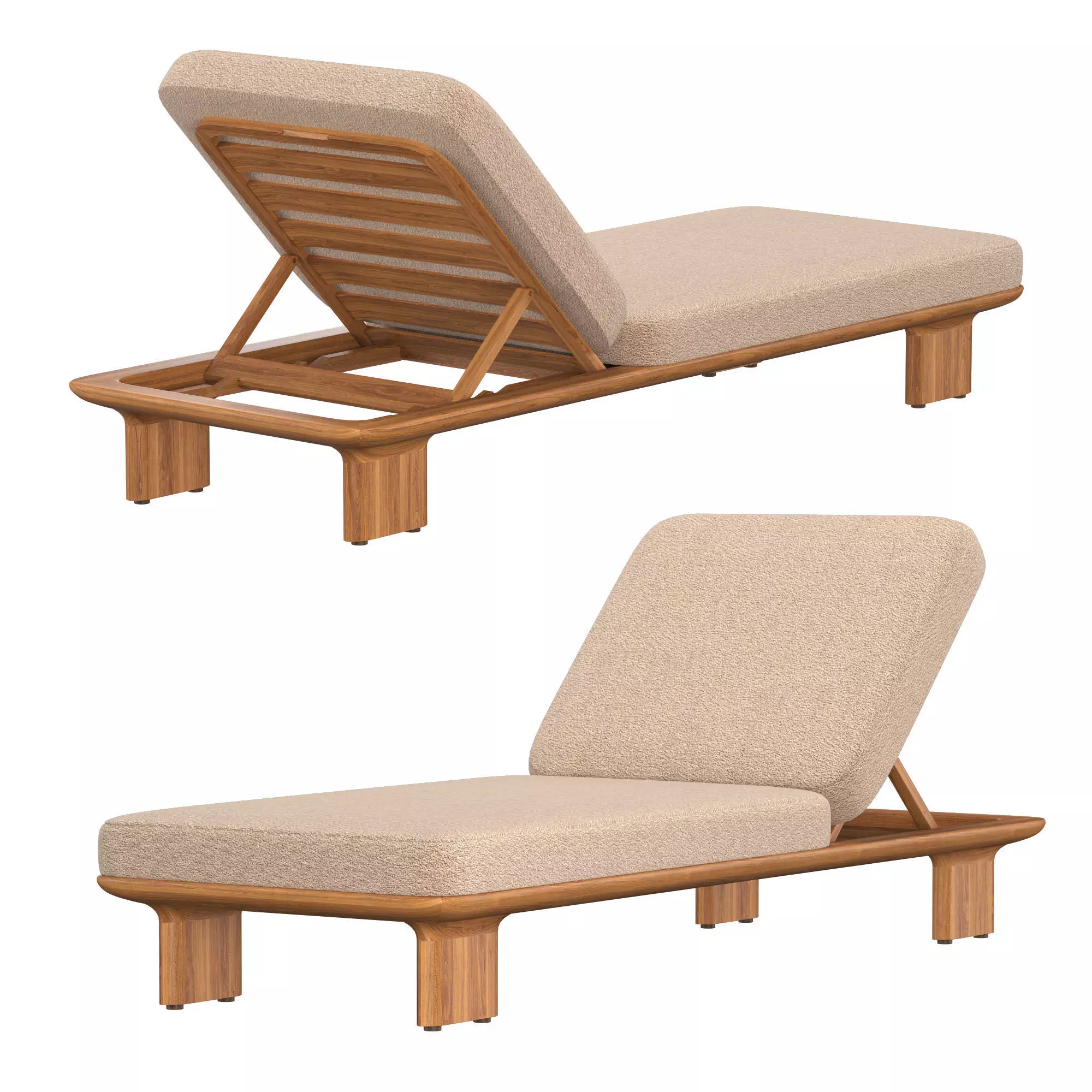 Dune Teak Adjustable Chaise 3D model