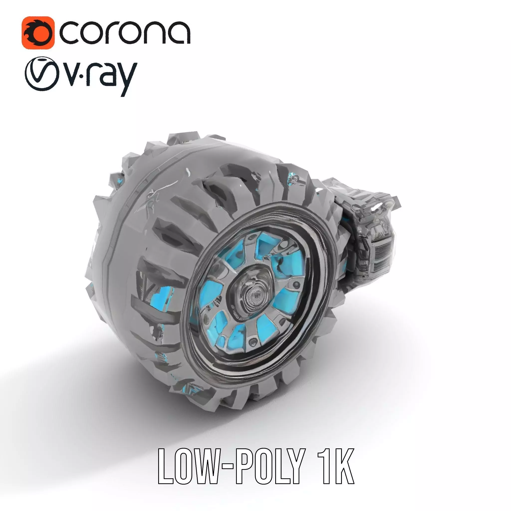 Futuristic Robotic Wheel with Hub Assembly Model Pack Low-poly 3D model_9
