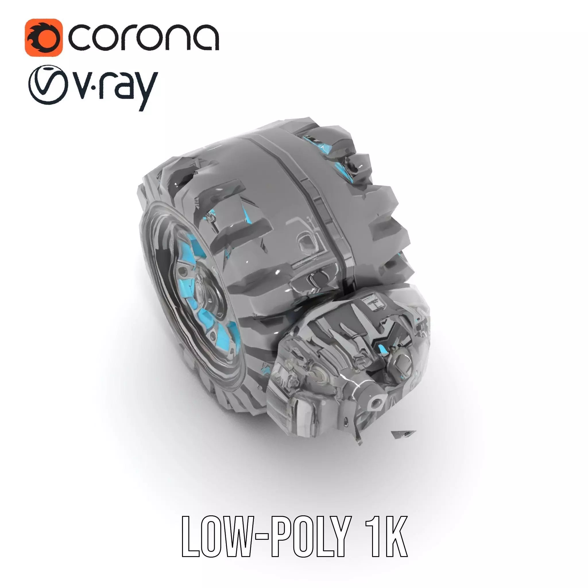 Futuristic Robotic Wheel with Hub Assembly Model Pack Low-poly 3D model_12