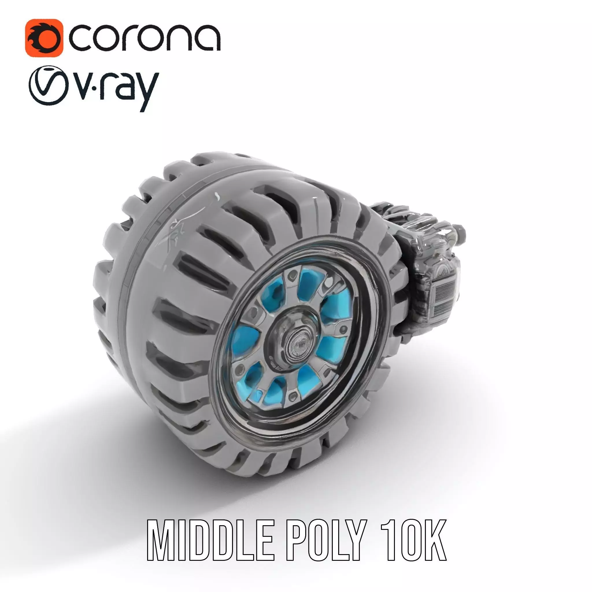 Futuristic Robotic Wheel with Hub Assembly Model Pack Low-poly 3D model_14