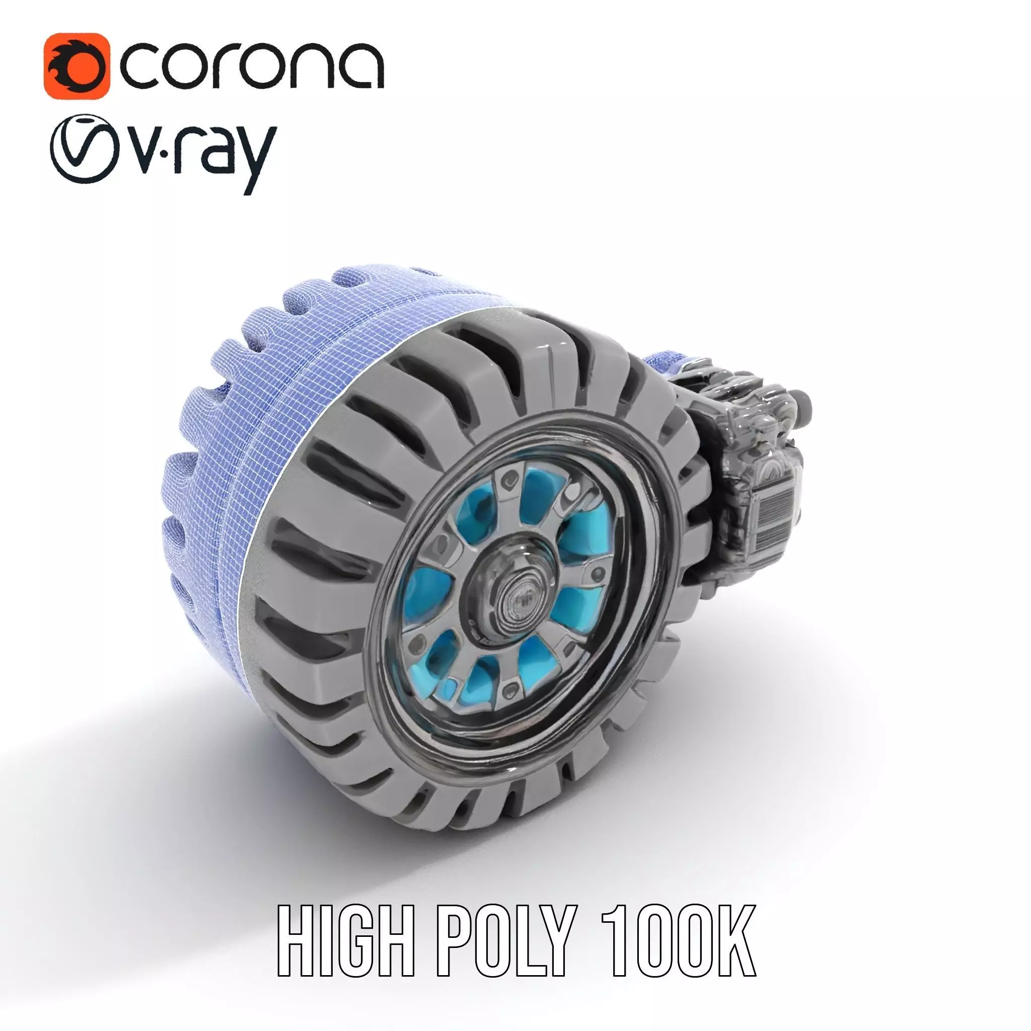 Futuristic Robotic Wheel with Hub Assembly Model Pack Low-poly 3D model_34