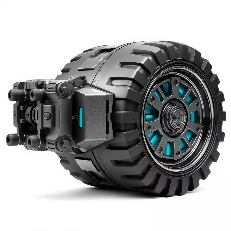 Futuristic Robotic Wheel with Hub Assembly Model Pack Low-poly 3D model_2