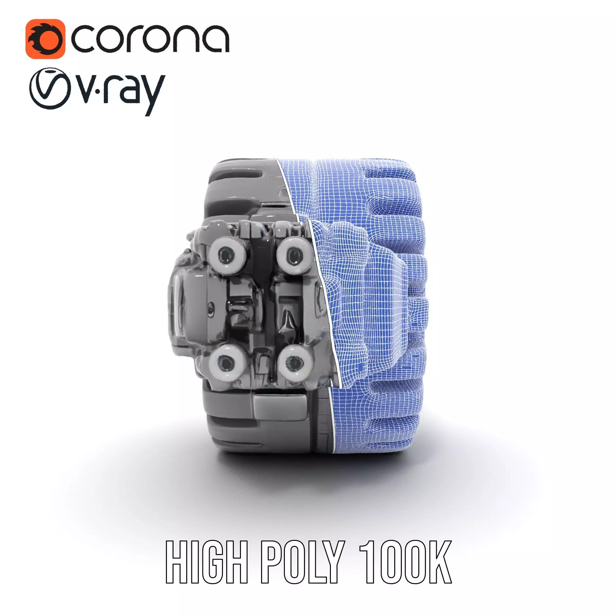 Futuristic Robotic Wheel with Hub Assembly Model Pack Low-poly 3D model_33