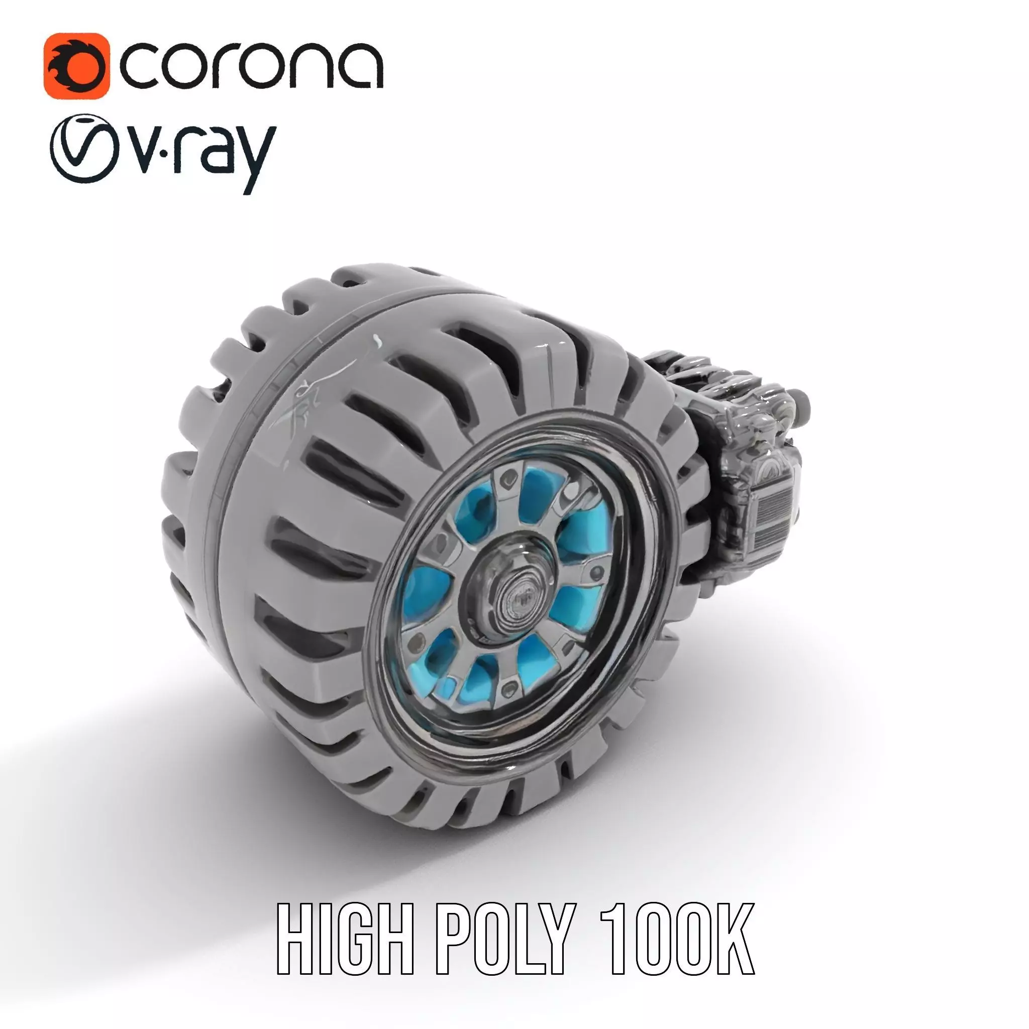 Futuristic Robotic Wheel with Hub Assembly Model Pack Low-poly 3D model_13