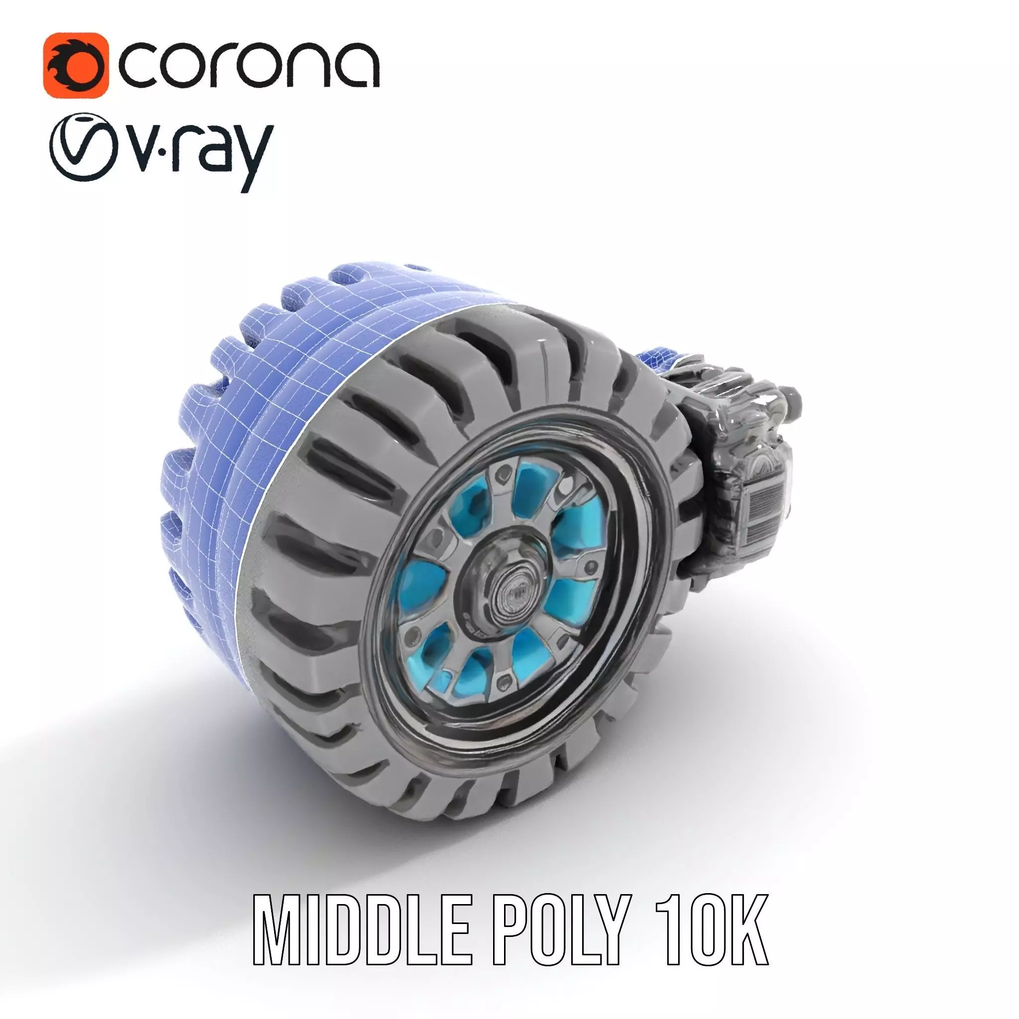 Futuristic Robotic Wheel with Hub Assembly Model Pack Low-poly 3D model_26