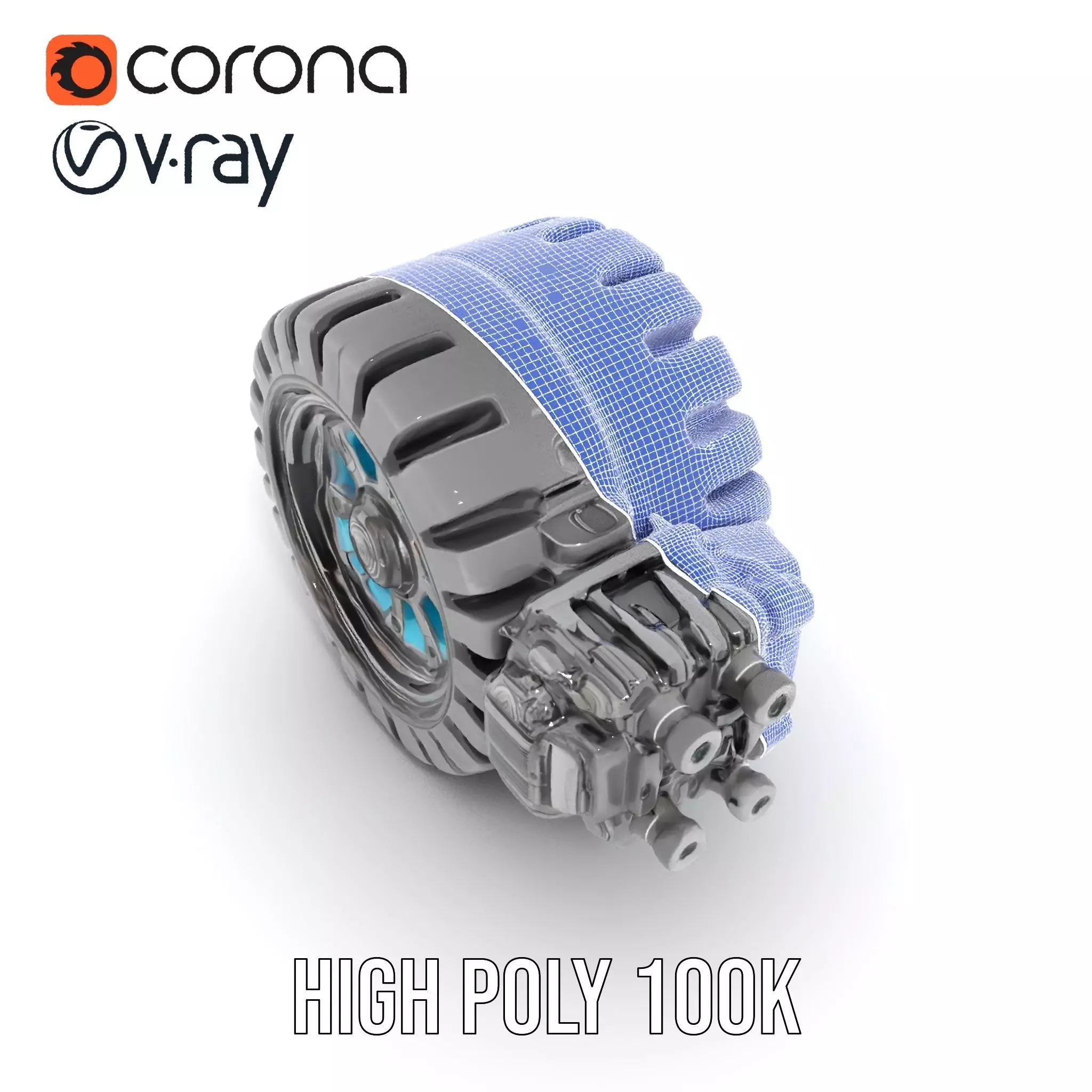 Futuristic Robotic Wheel with Hub Assembly Model Pack Low-poly 3D model_28