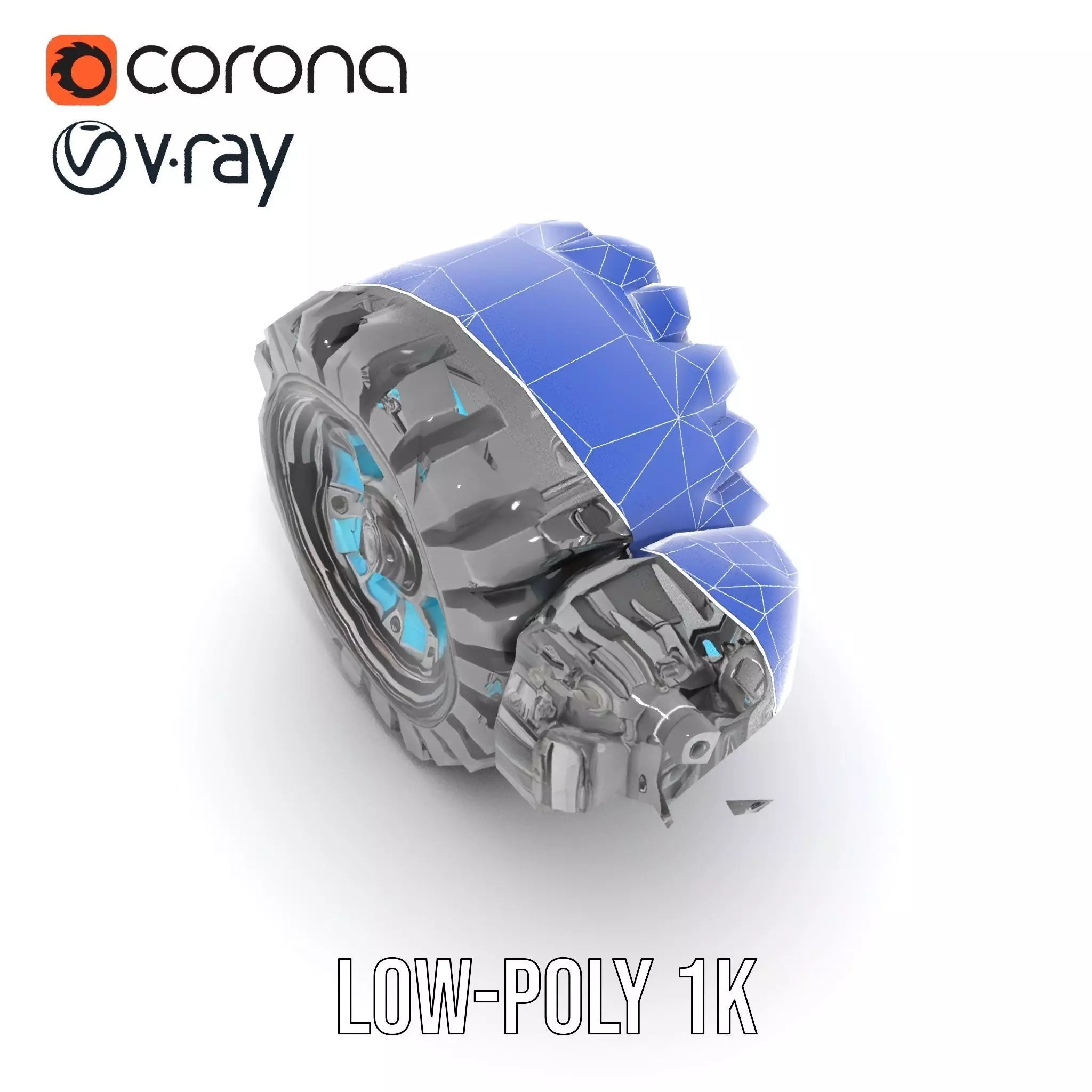 Futuristic Robotic Wheel with Hub Assembly Model Pack Low-poly 3D model_27