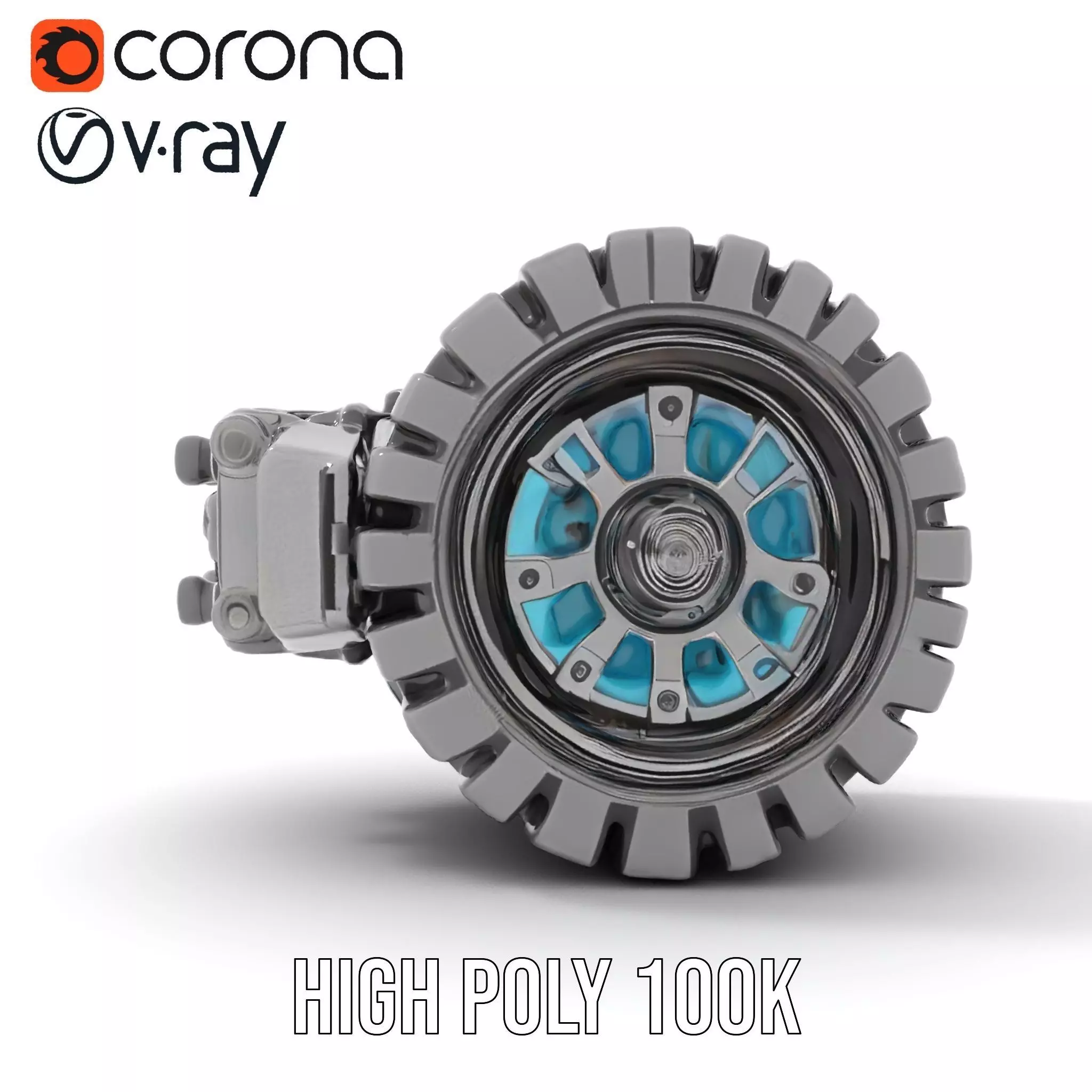 Futuristic Robotic Wheel with Hub Assembly Model Pack Low-poly 3D model_31