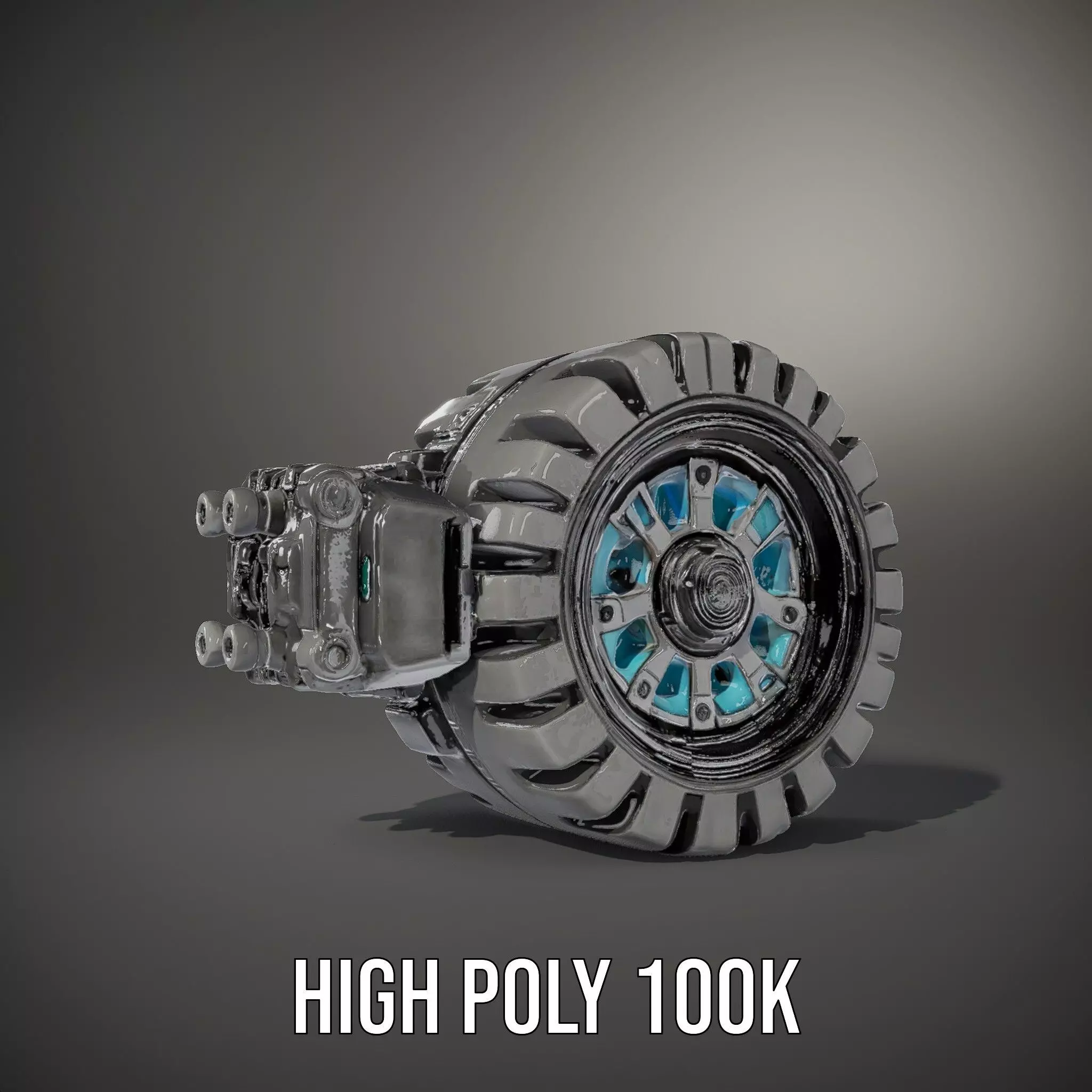 Futuristic Robotic Wheel with Hub Assembly Model Pack Low-poly 3D model_8