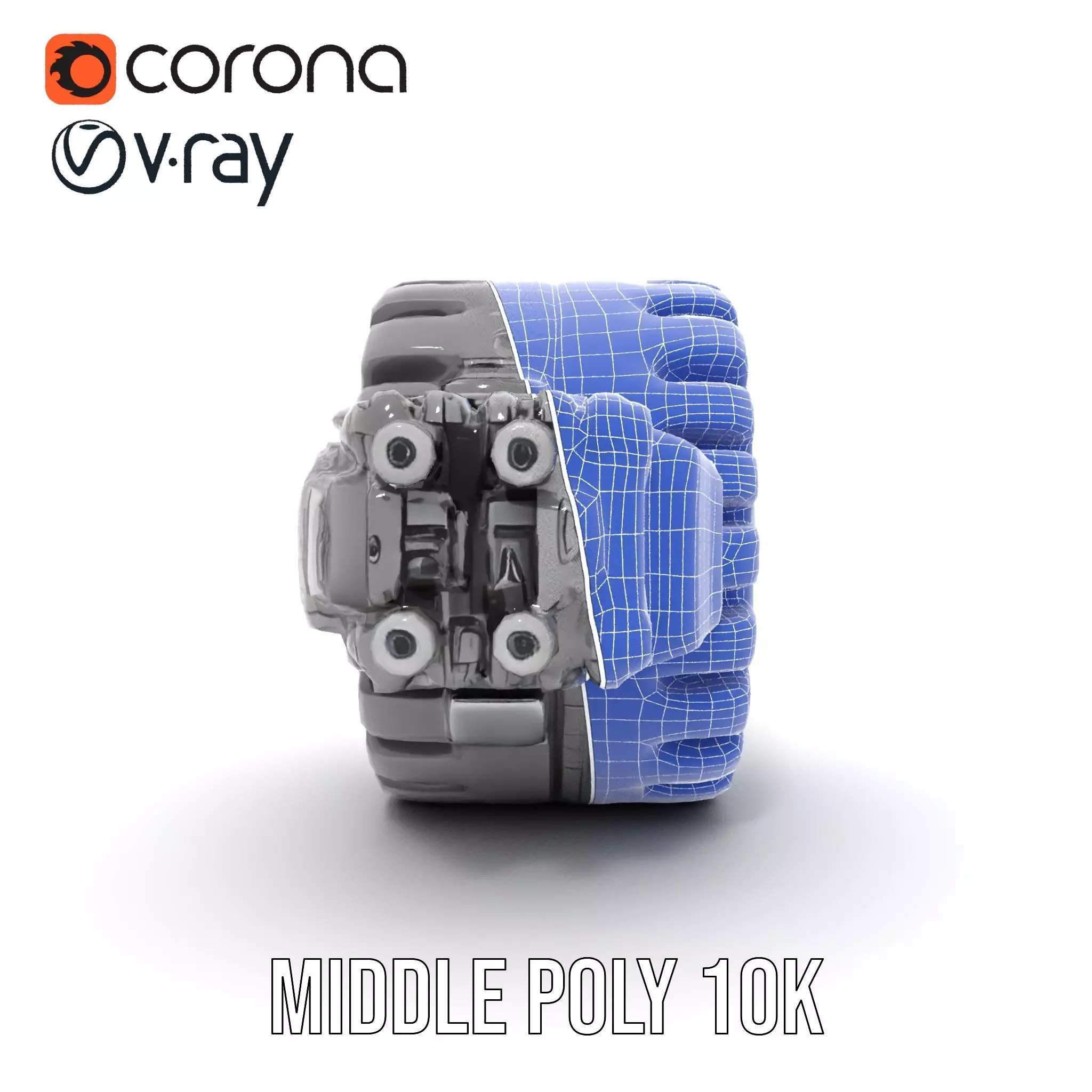 Futuristic Robotic Wheel with Hub Assembly Model Pack Low-poly 3D model_24