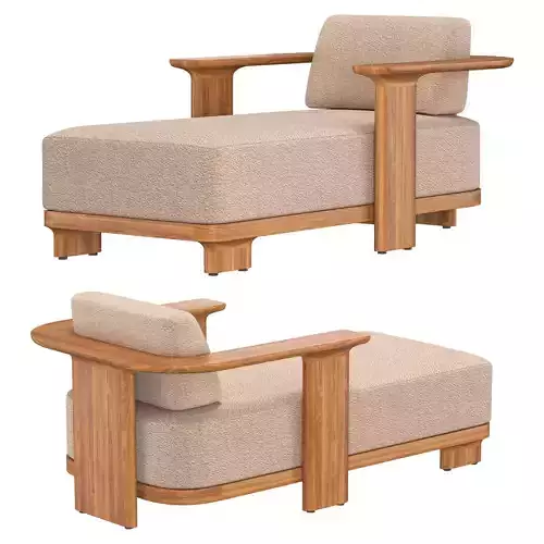  Dune Teak Chaise 3D model
