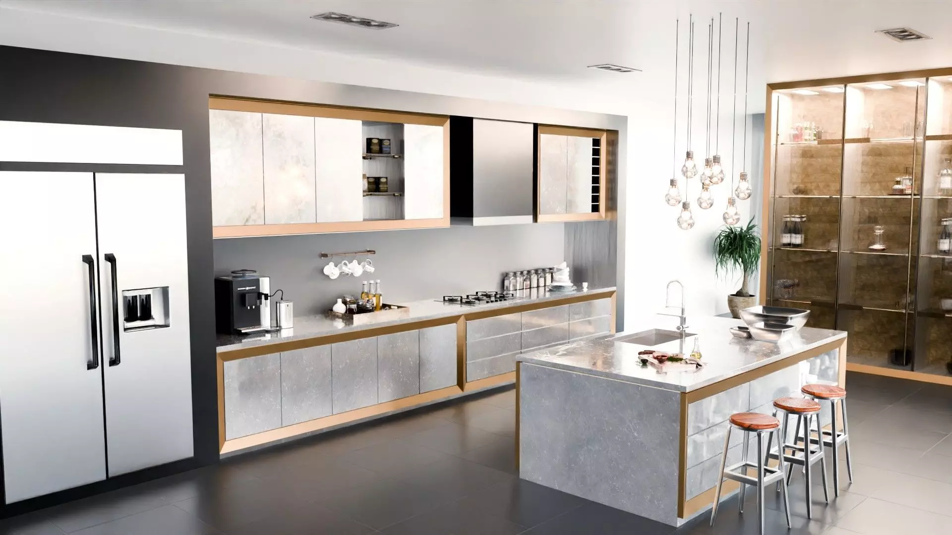  Modern Living Room Kitchen blender  Low-poly 3D model_1