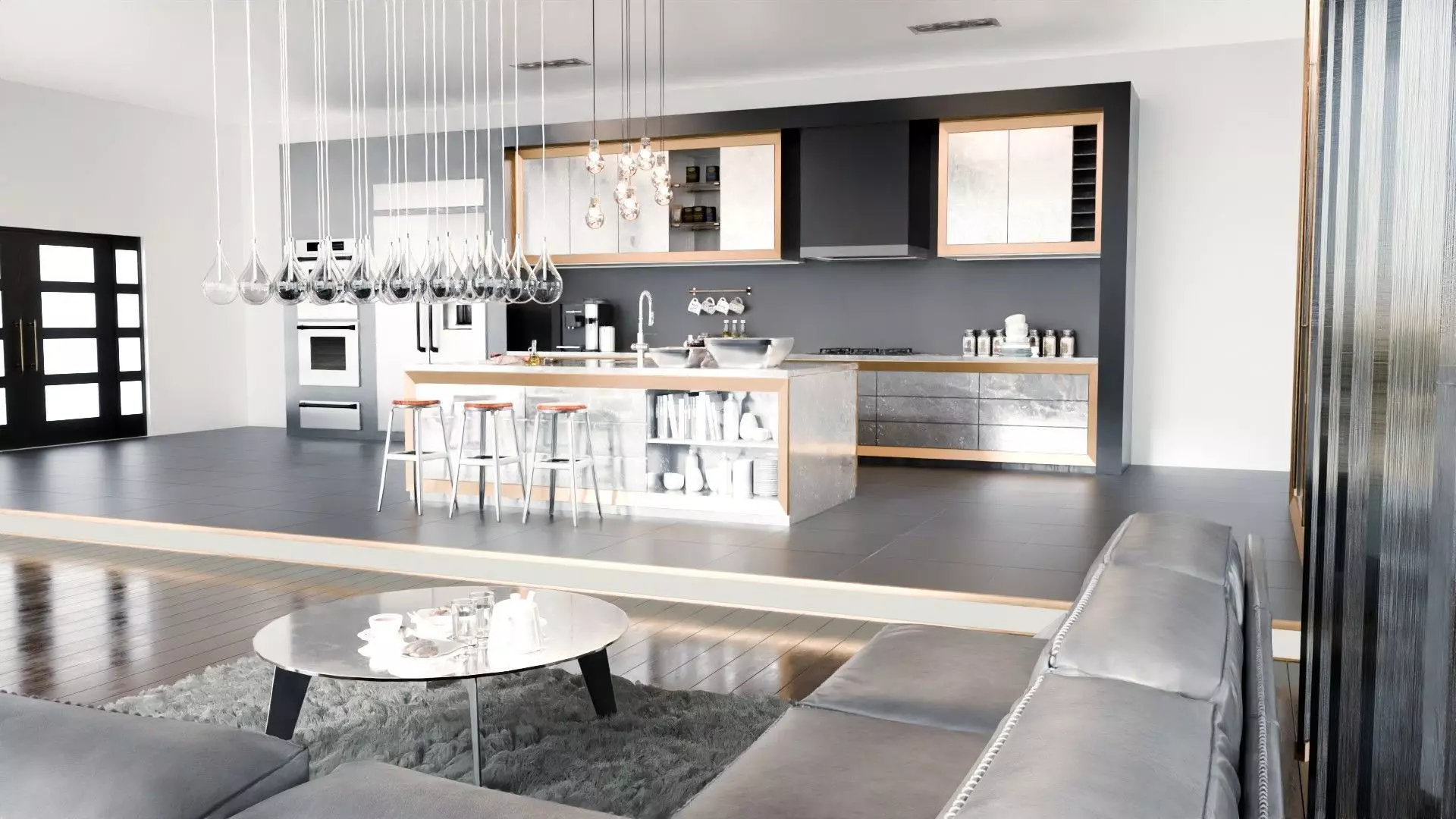  Modern Living Room Kitchen blender  Low-poly 3D model_2