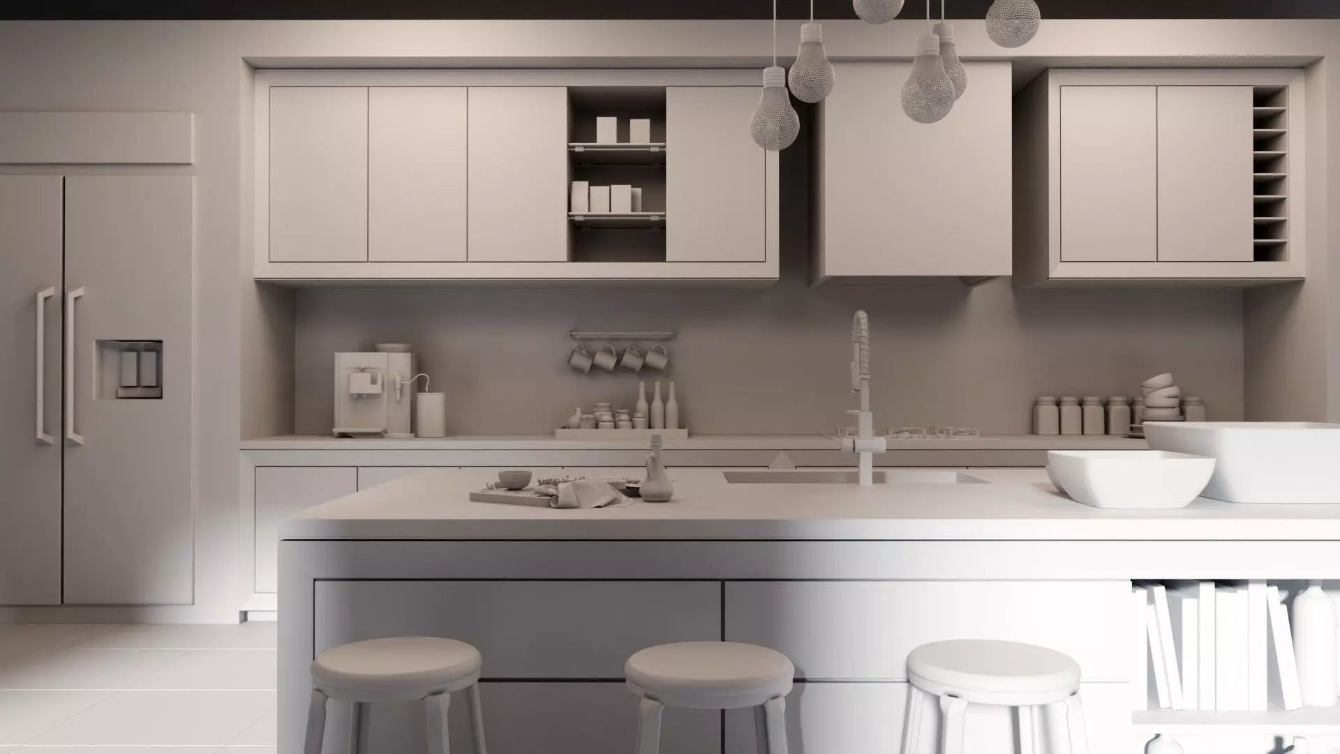  Modern Living Room Kitchen blender  Low-poly 3D model_6