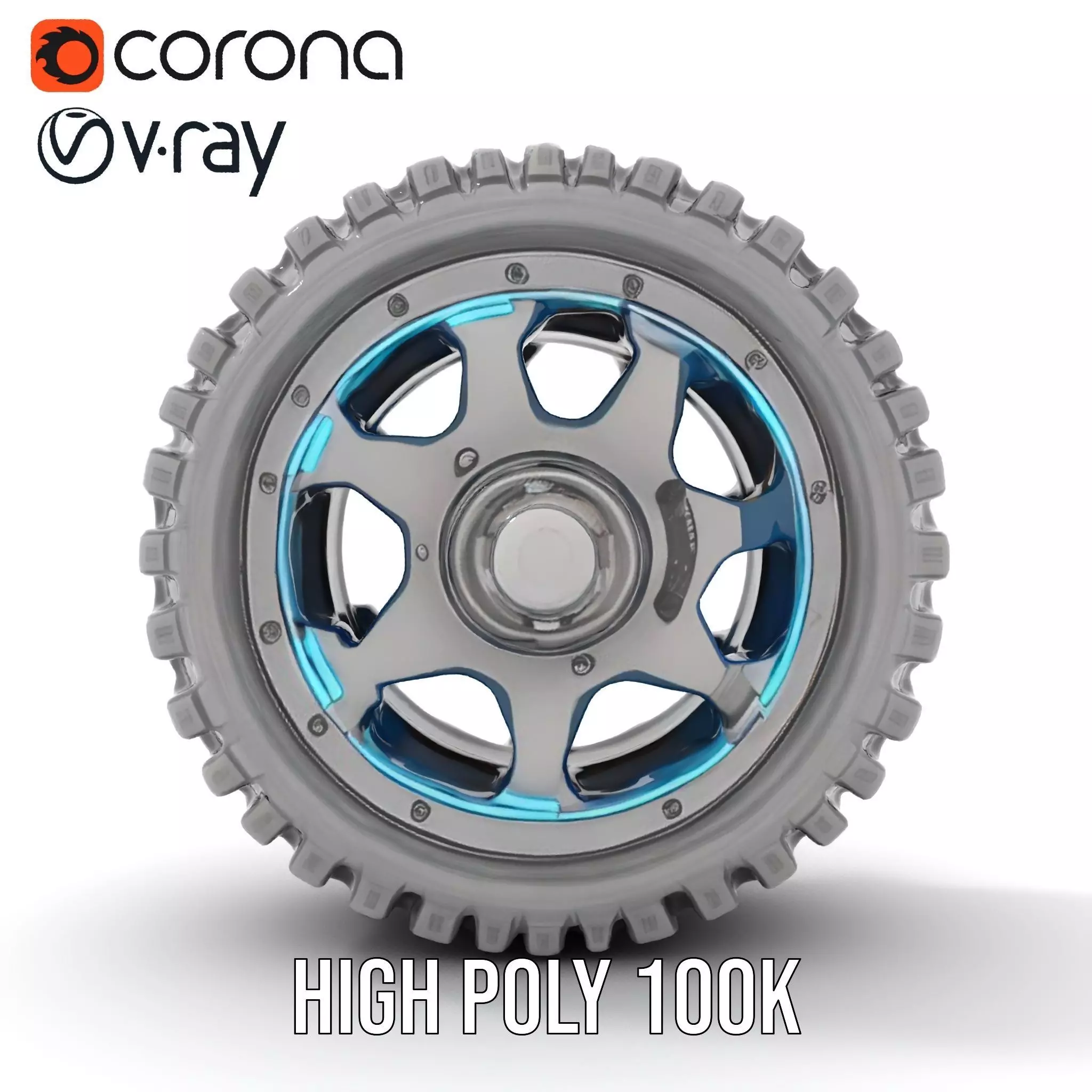 Futuristic OffRoad Wheel with LED Details Model Pack Low-poly 3D model_20