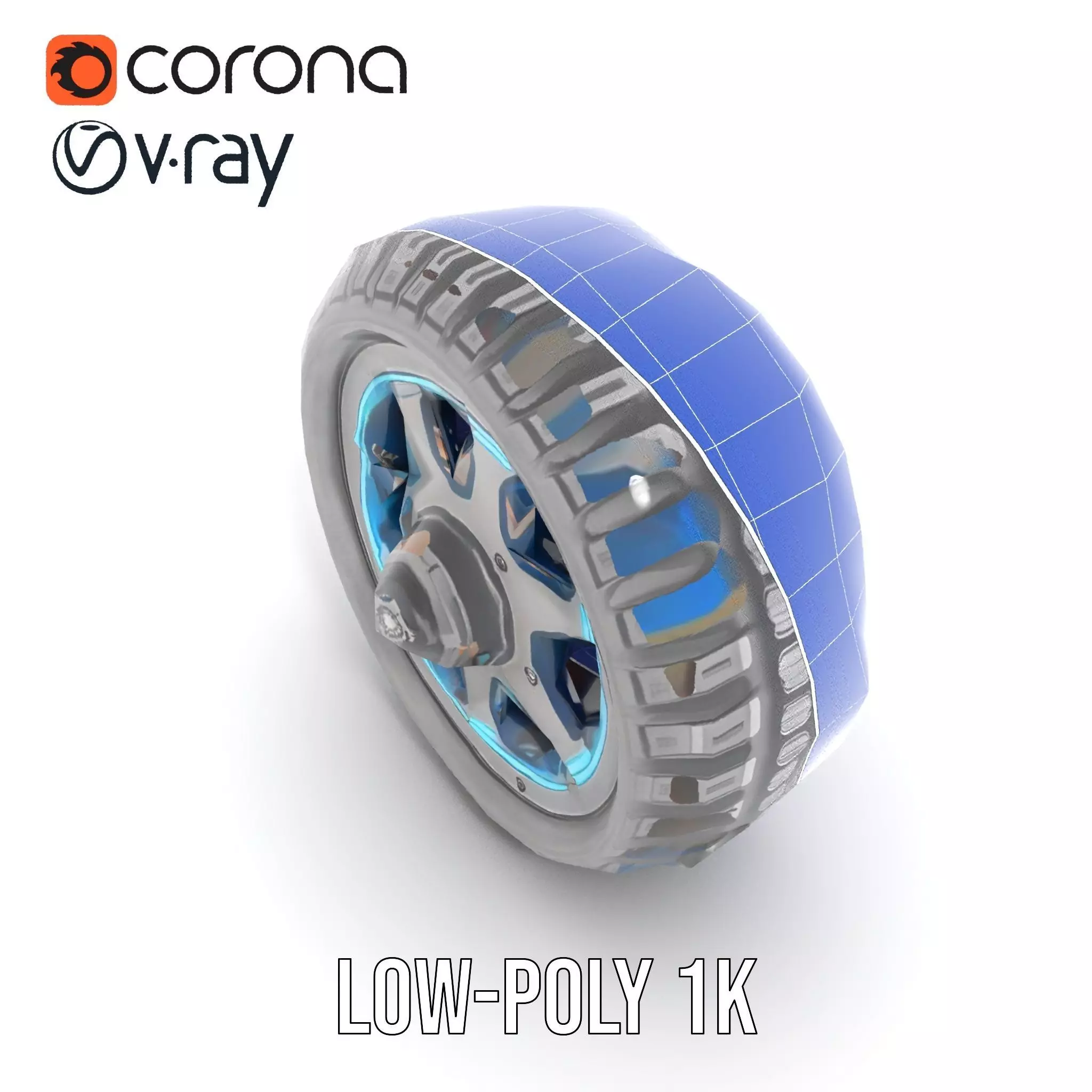 Futuristic OffRoad Wheel with LED Details Model Pack Low-poly 3D model_27