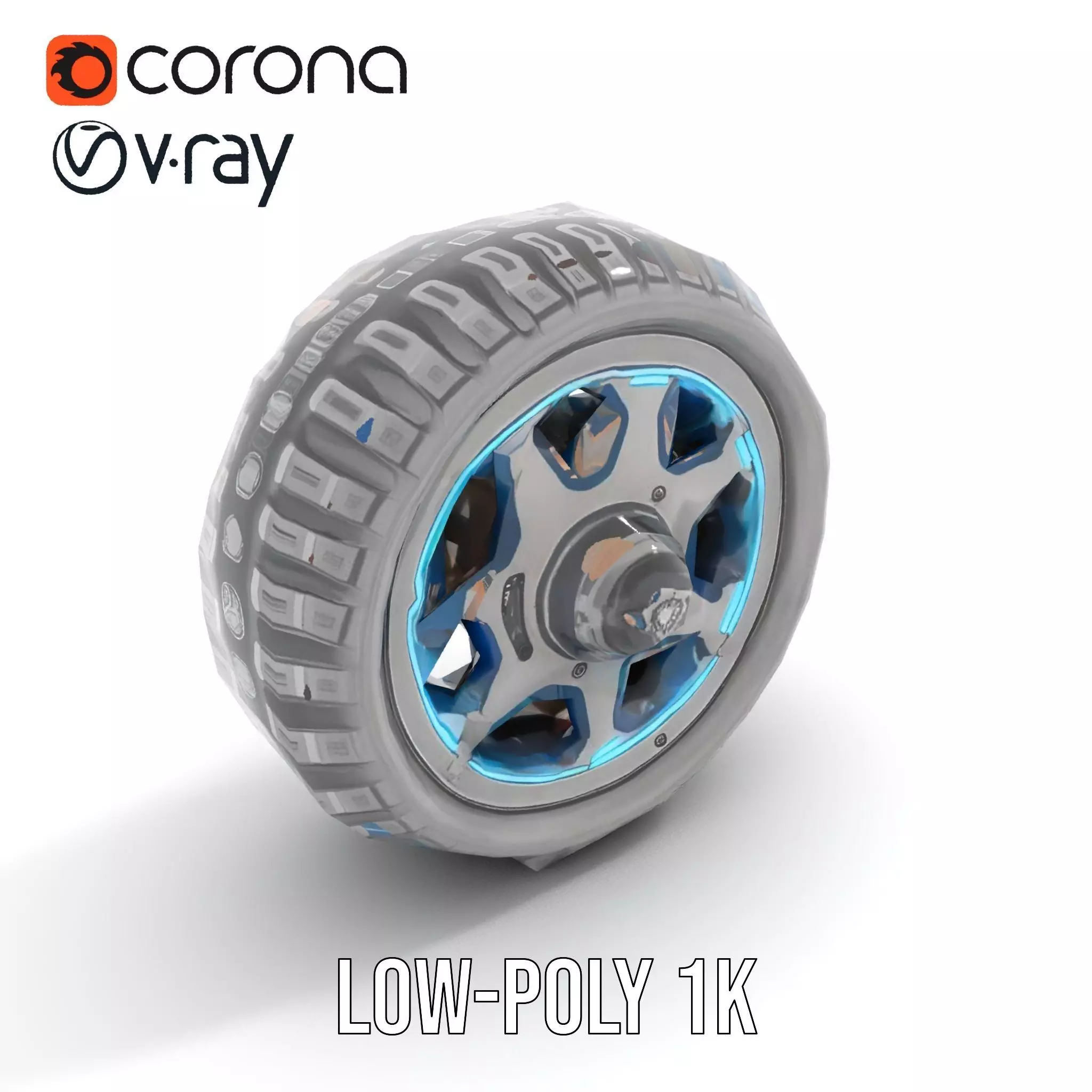 Futuristic OffRoad Wheel with LED Details Model Pack Low-poly 3D model_8