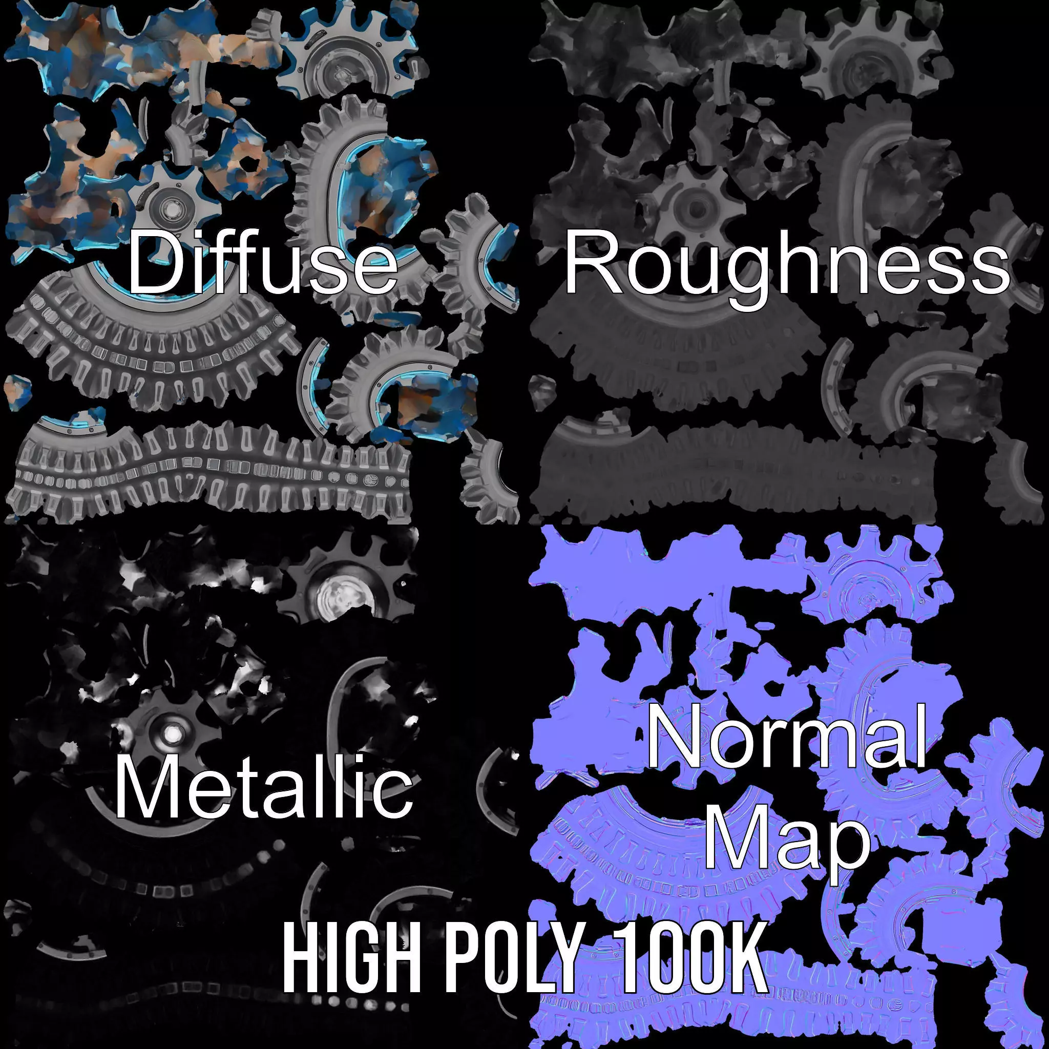 Futuristic OffRoad Wheel with LED Details Model Pack Low-poly 3D model_3