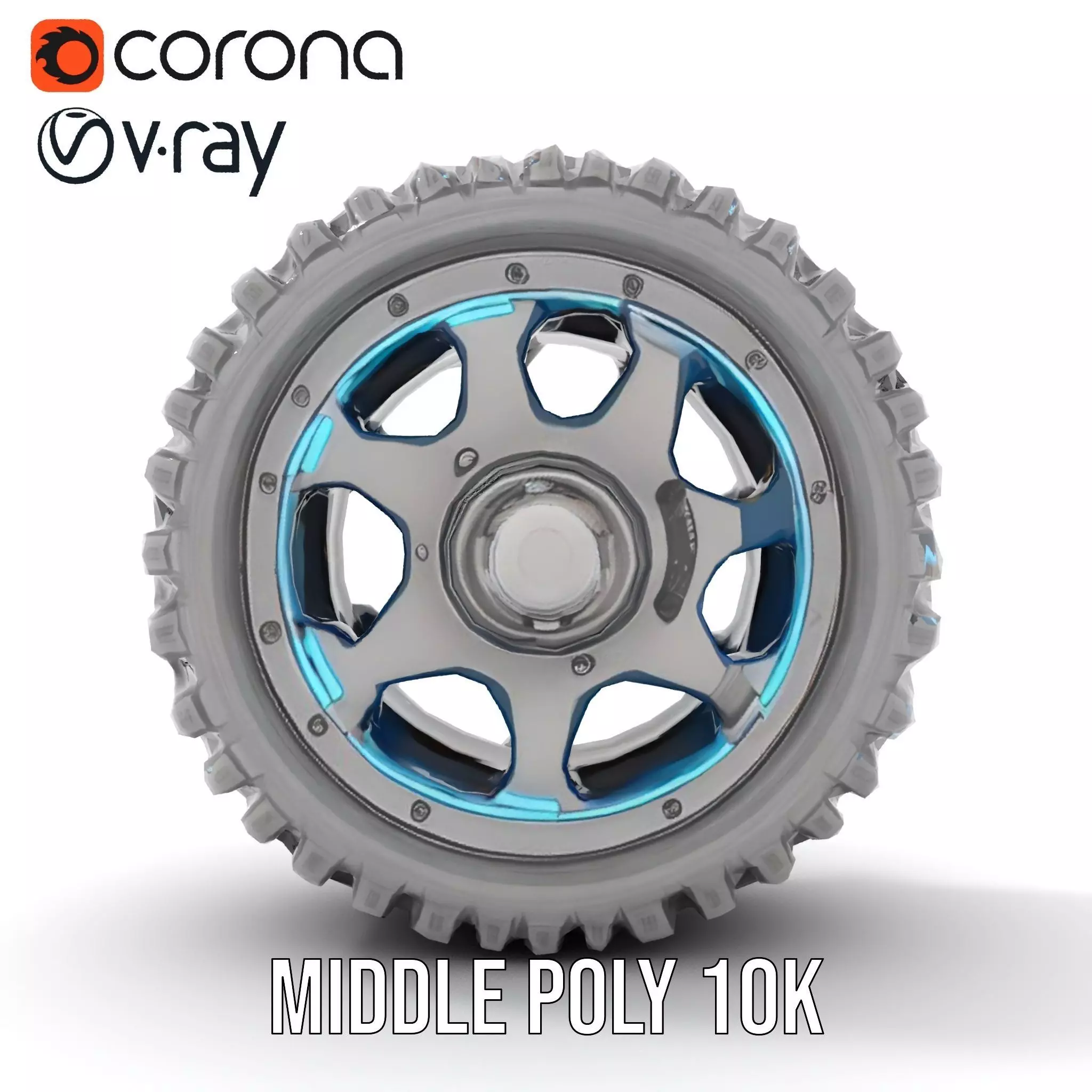 Futuristic OffRoad Wheel with LED Details Model Pack Low-poly 3D model_10