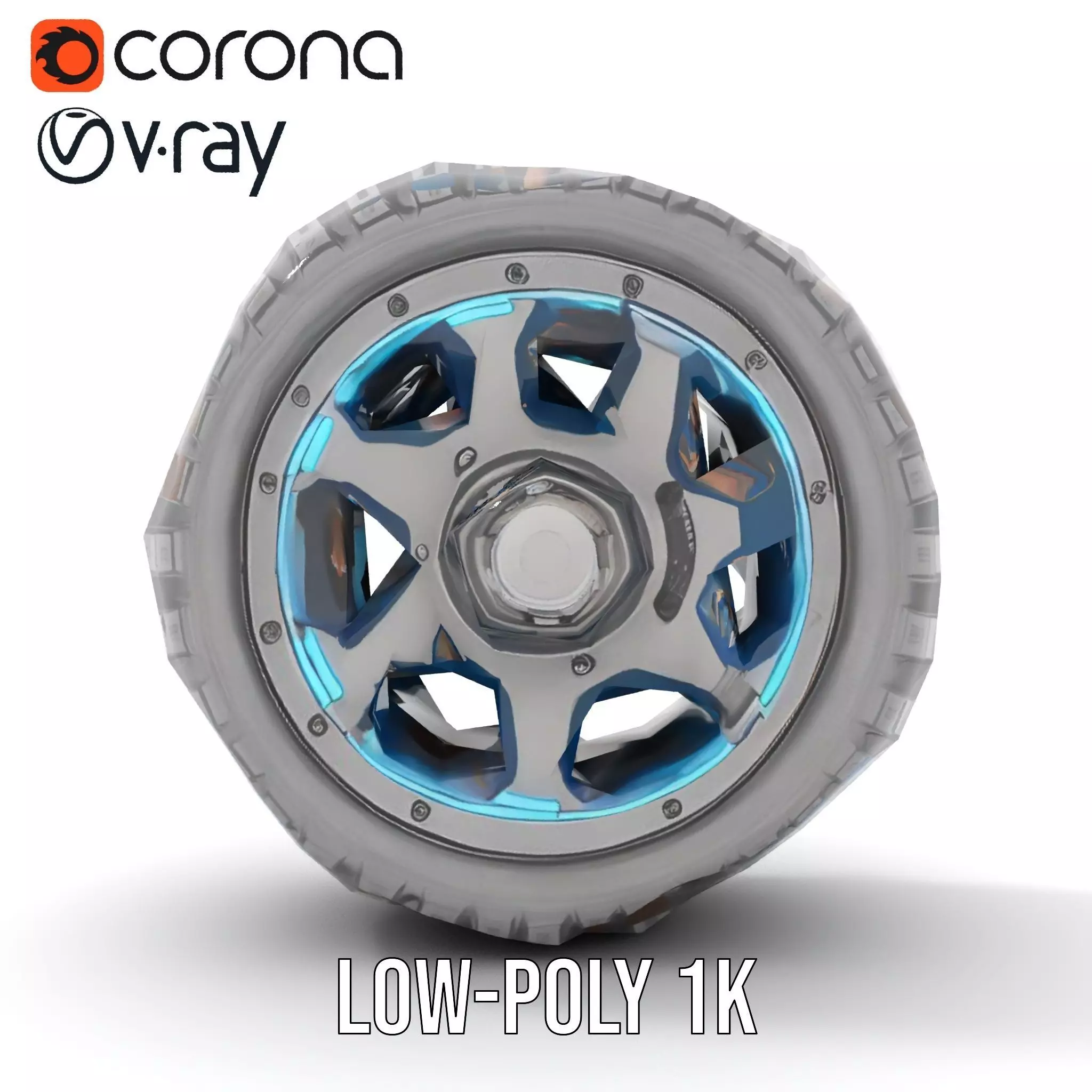 Futuristic OffRoad Wheel with LED Details Model Pack Low-poly 3D model_7