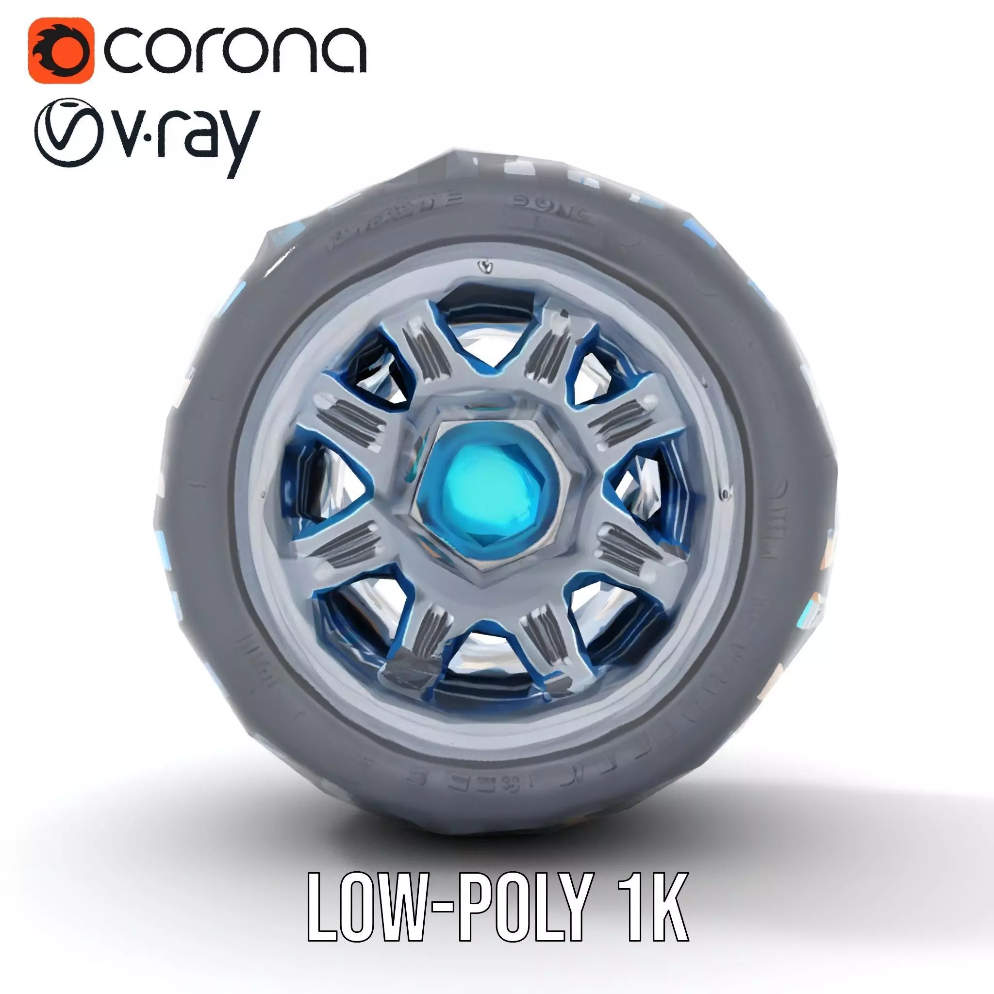 Futuristic Vehicle Wheel Model Pack Low-poly 3D model_16