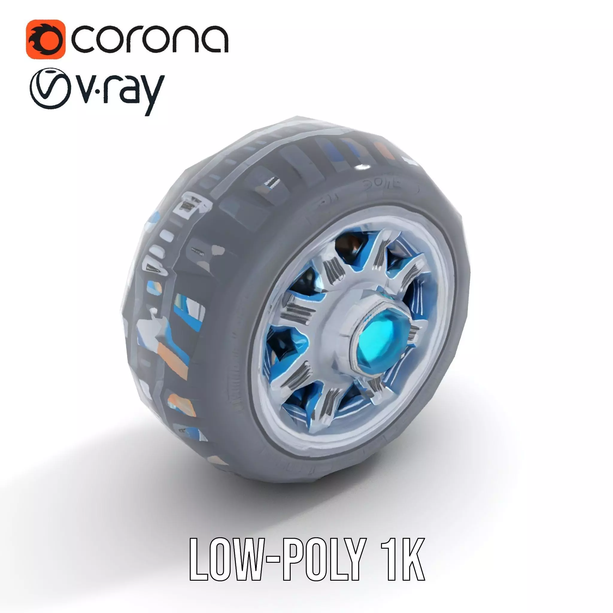 Futuristic Vehicle Wheel Model Pack Low-poly 3D model_7