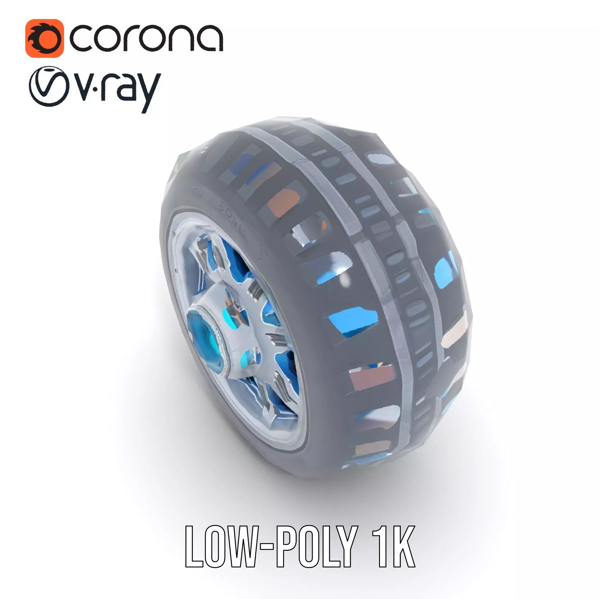 Futuristic Vehicle Wheel Model Pack Low-poly 3D model_11