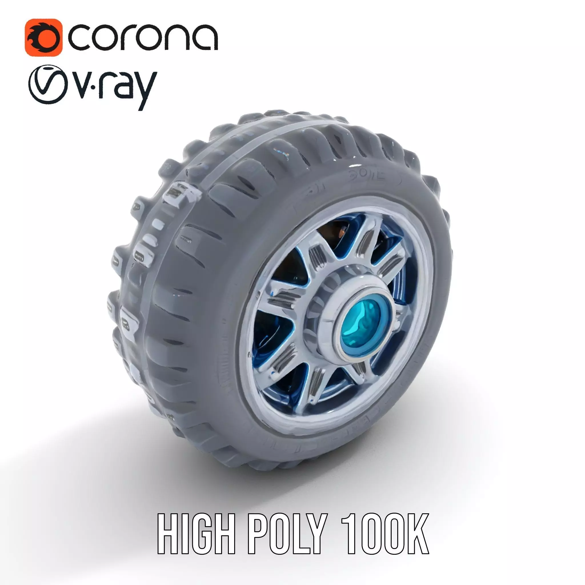 Futuristic Vehicle Wheel Model Pack Low-poly 3D model_12