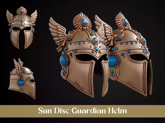 Stylized Egyptian Helmet - Sun Disc Guardian 3D print model