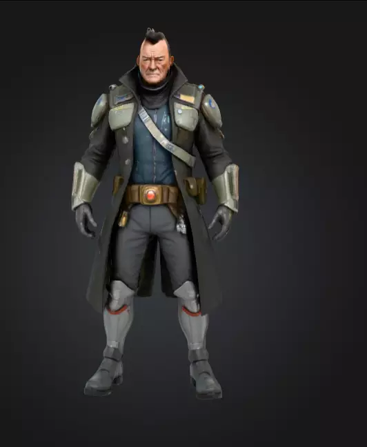 sci-fi john wayne in Low-poly 3D model_1