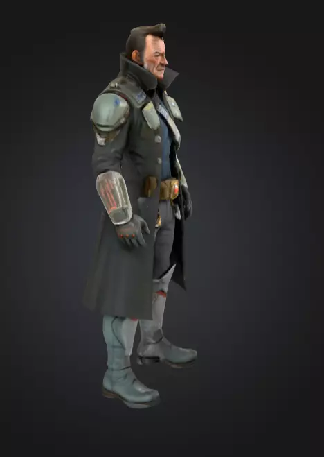 sci-fi john wayne in Low-poly 3D model_3