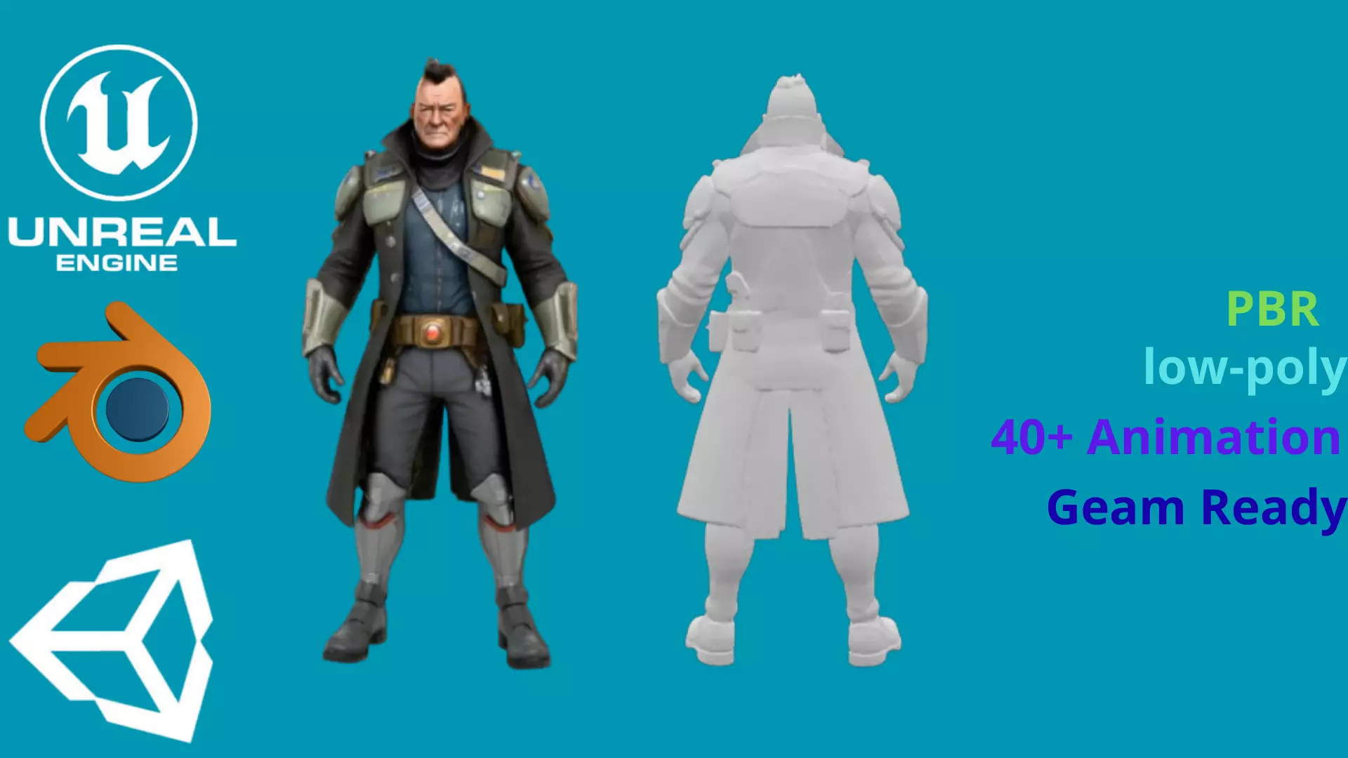 sci-fi john wayne in Low-poly 3D model_0