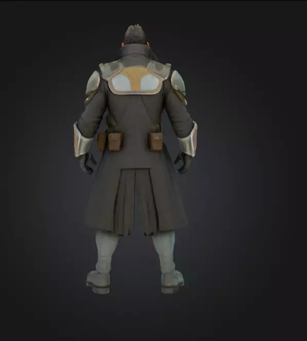 sci-fi john wayne in Low-poly 3D model_4