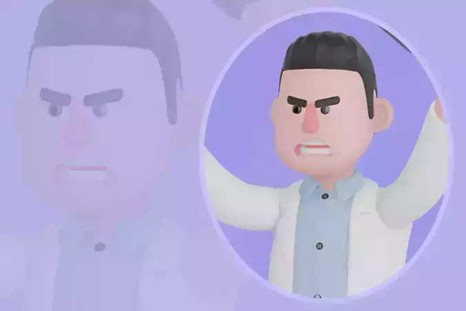 Stylized 3D Male Doctor Character - Cartoon Medical Fighter