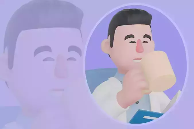 Stylized 3D Male Doctor Character - Cartoon Medical Break