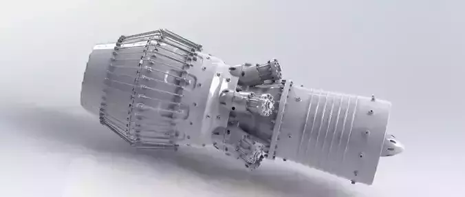 Textured Jet Engine 3D OBJ STL STEP FBX SolidWorks Renders 2D  3D model