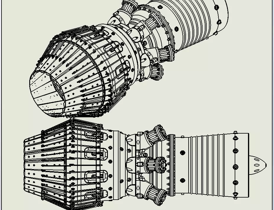Textured Jet Engine 3D OBJ STL STEP FBX SolidWorks Renders 2D 3D model_11