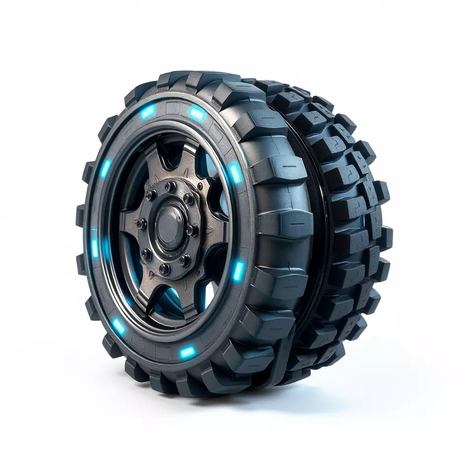 Futuristic HeavyDuty Wheel Model Pack with LED Lights Low-poly 3D model_3