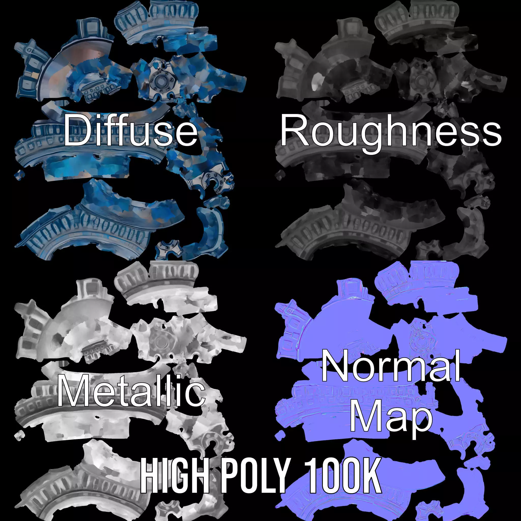 Futuristic HeavyDuty Wheel Model Pack with LED Lights Low-poly 3D model_4